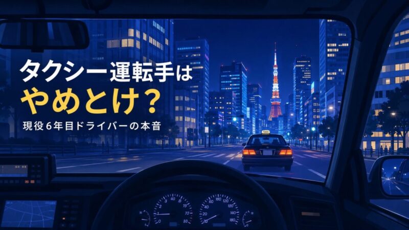 タクシー運転手はやめとけ？きつい・稼げないと言われる理由を現役6年目が解説