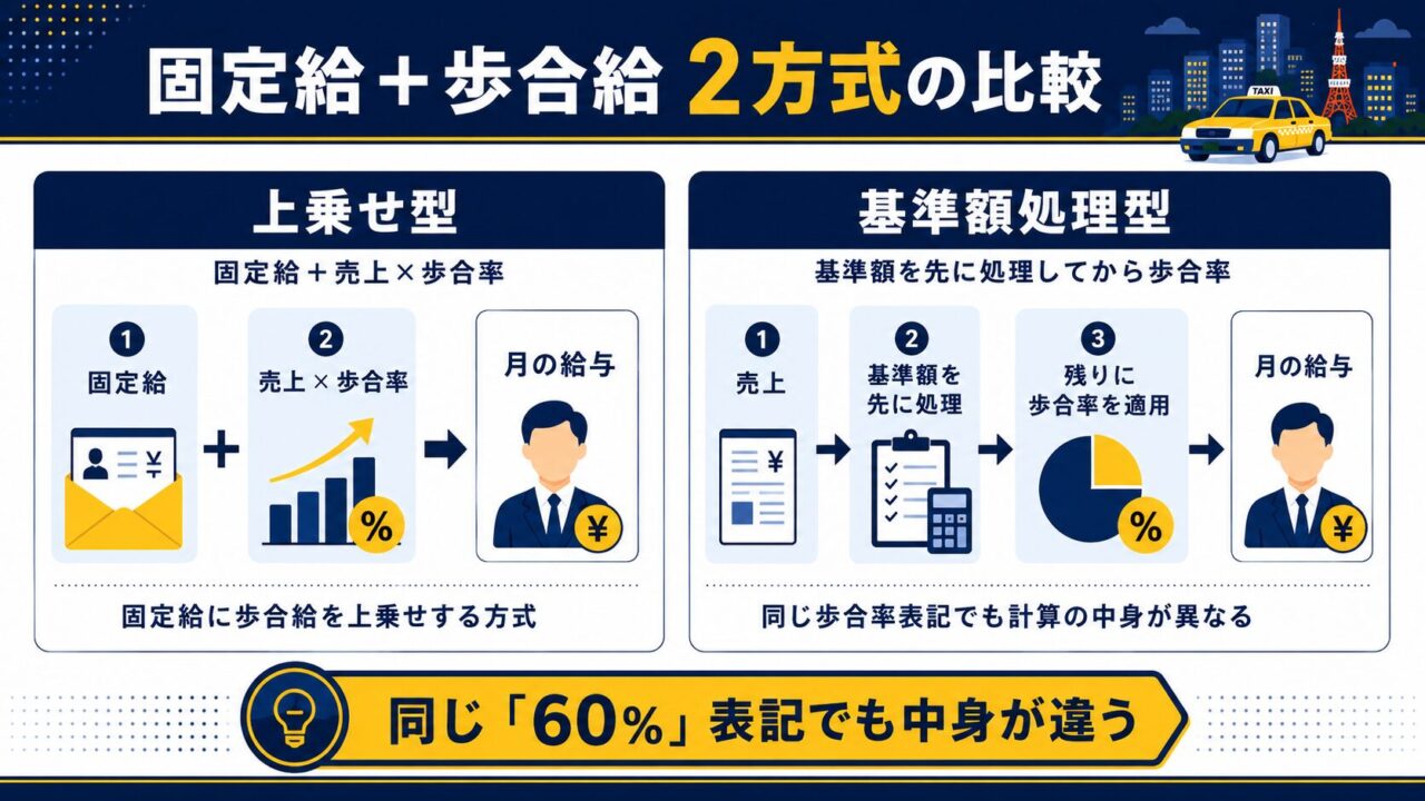 固定給プラス歩合給の2つの計算方式の違い