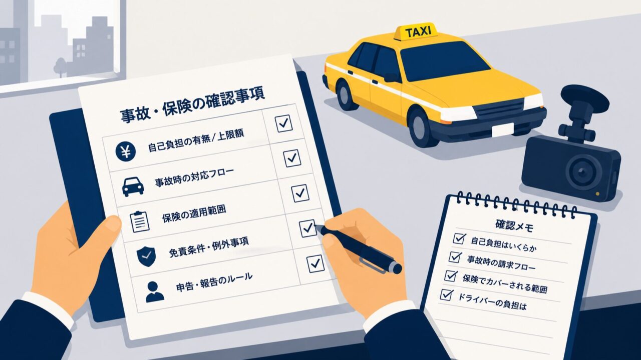 タクシー事故時の負担条件を入社前に確認する