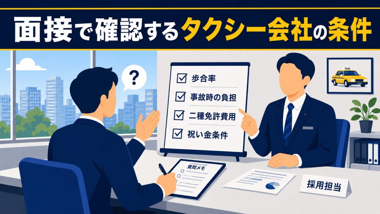 面接で確認するタクシー会社の条件