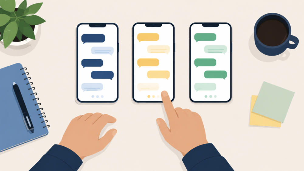 3社の転職エージェントを比較しているイメージイラスト