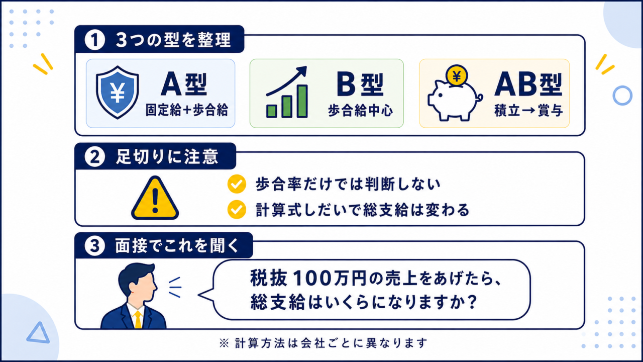 タクシーのA型・B型・AB型賃金のポイントまとめカード