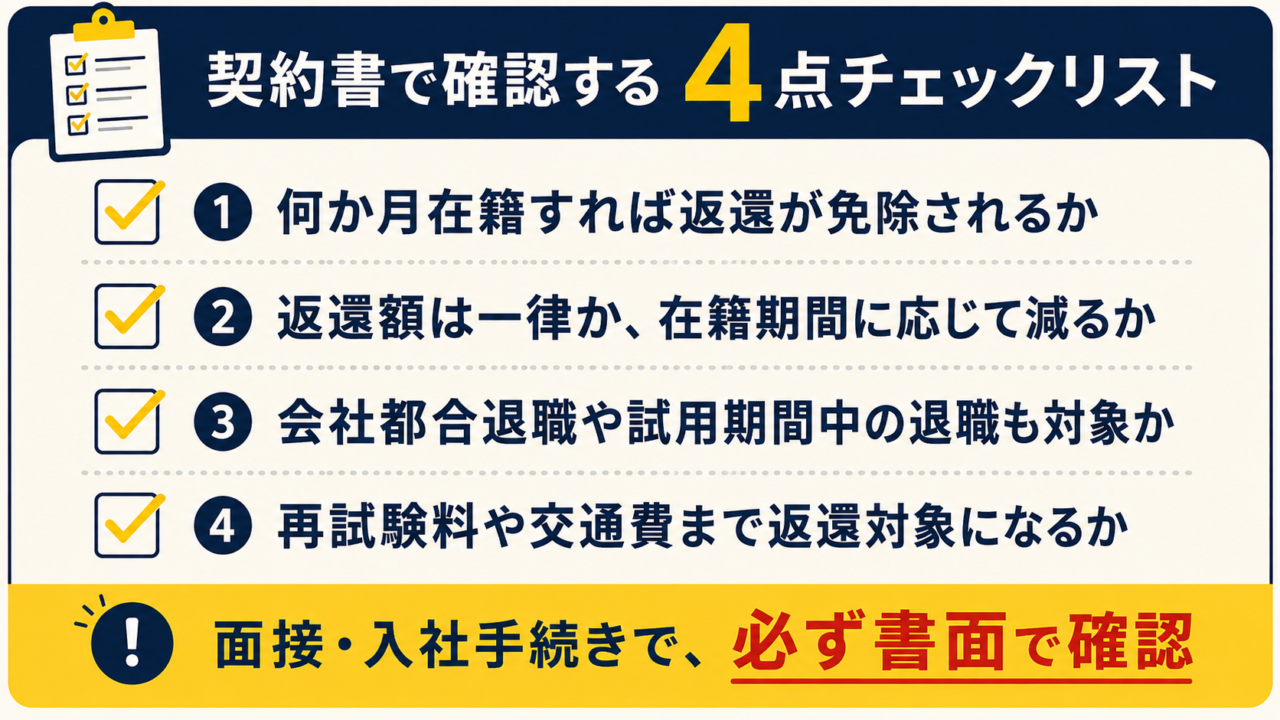 タクシー会社の二種免許費用返還条件で確認すべき4項目