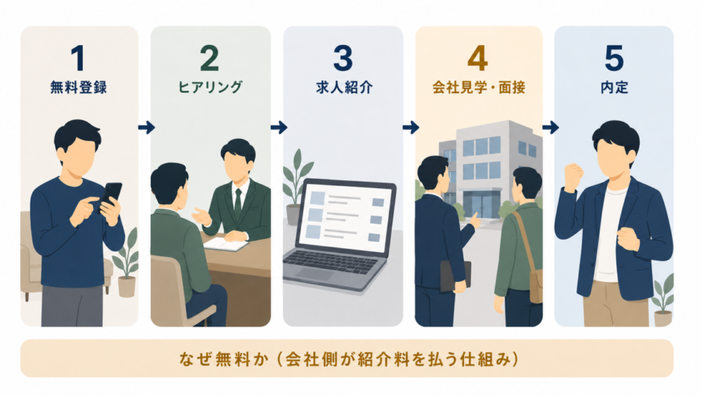 タクシー転職エージェント利用の流れ5ステップ